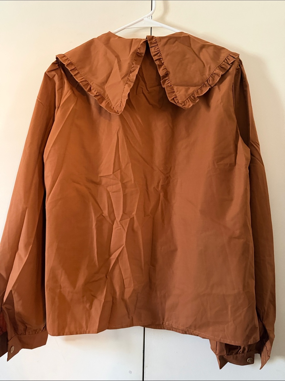 SHEIN Rust Ruffled Collar Blouse - Picture 2 of 6